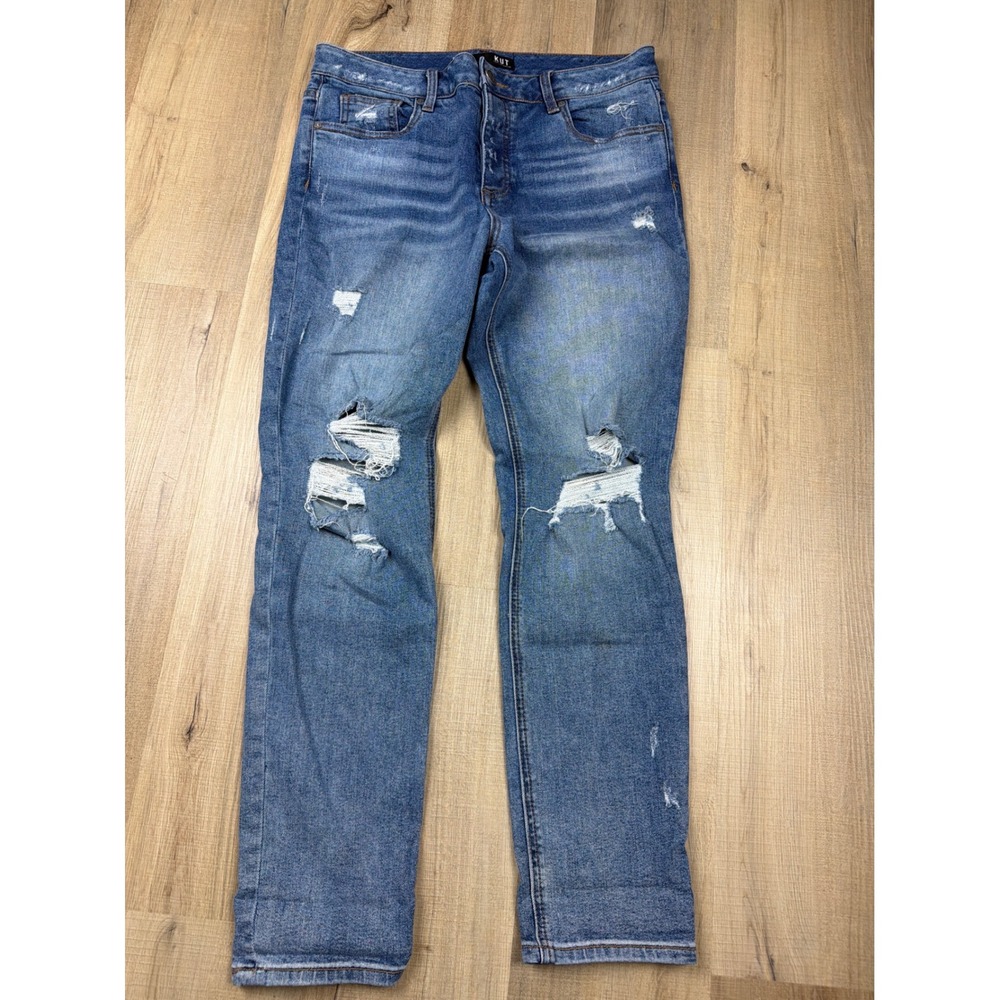 Kut from the Kloth Juliet Slouchy Boyfriend Distressed Jeans Blue Size 8